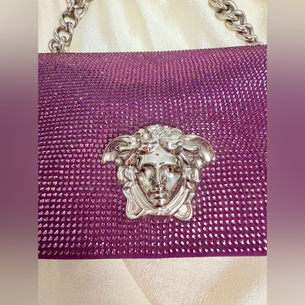 Versace Purple Shoulder Bag with Silver Chain - Picture 6 of 16